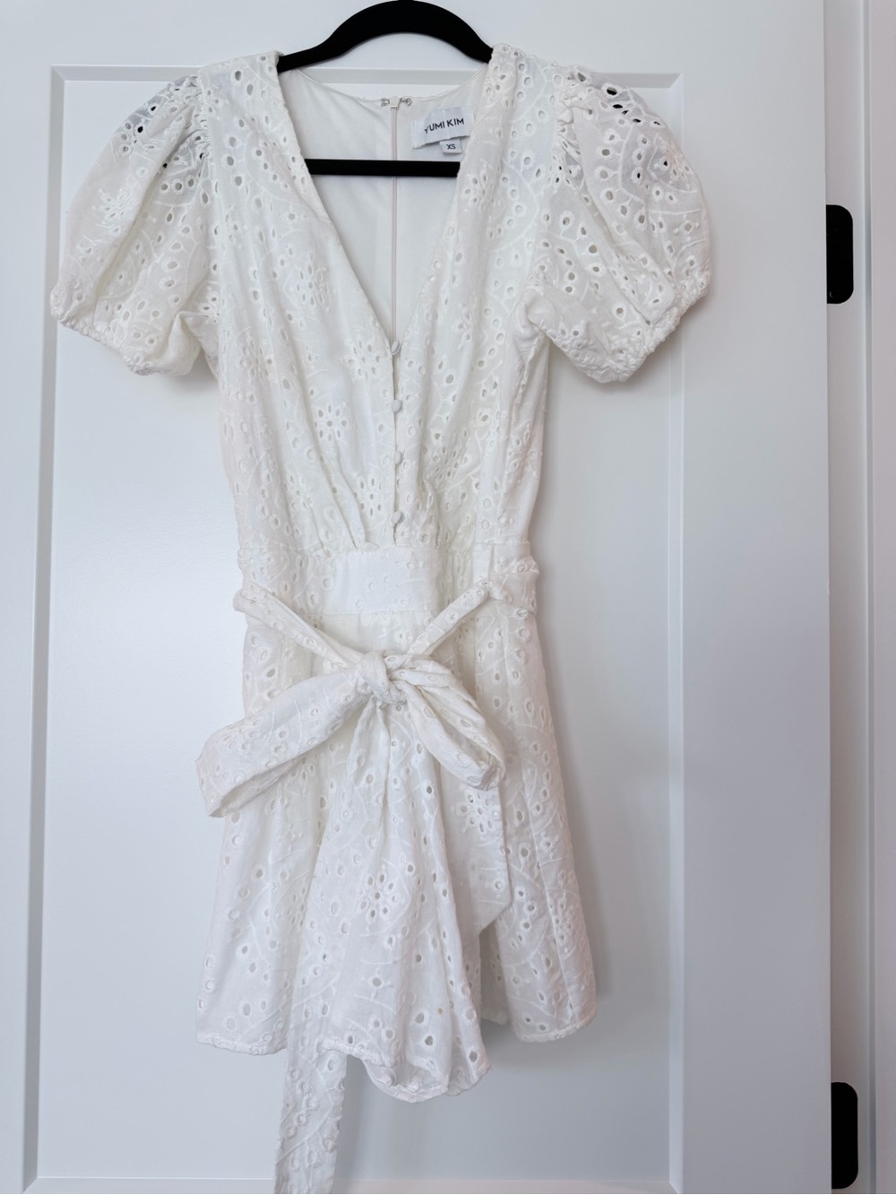 Yumi Kim White Eyelet Puff-Sleeve Mini romper